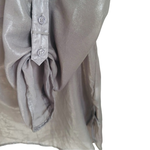 Apt. 9 Silver Relaxed 3/4 Sleeve Blouse medium - Picture 4 of 5